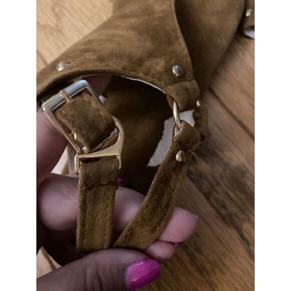 Brown Suede Women Sandals Adjustable Ankle Strap Summer Footwear Casual Flats 42 - Picture 4 of 6